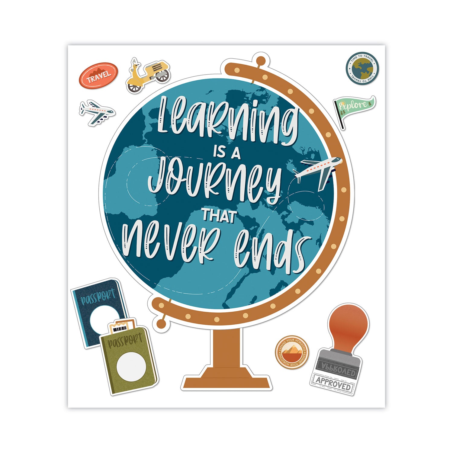 Motivational Bulletin Board Set, Learning Is a Journey, 45 Pieces