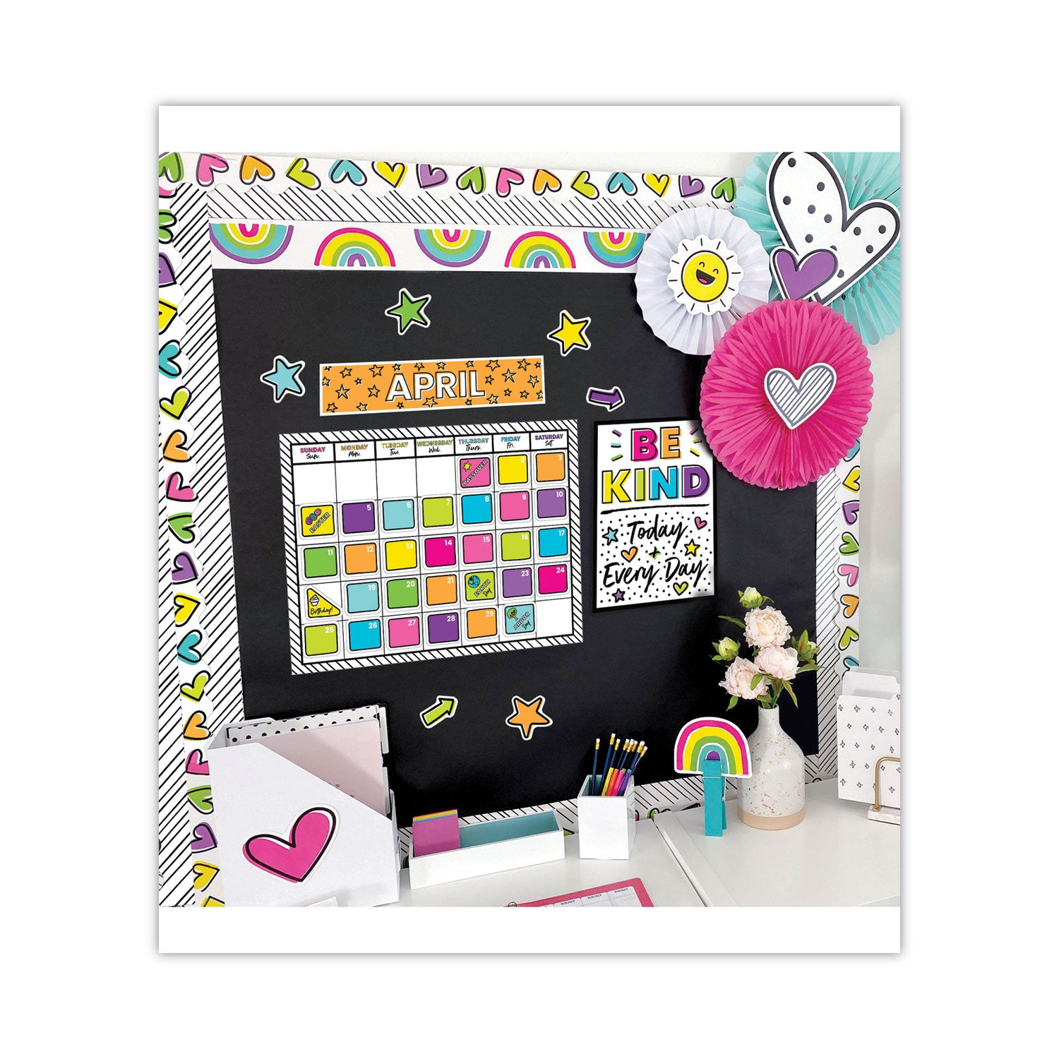 Carson-Dellosa Education Calendar Bulletin Board Set, Kind Vibes, 129 Pieces