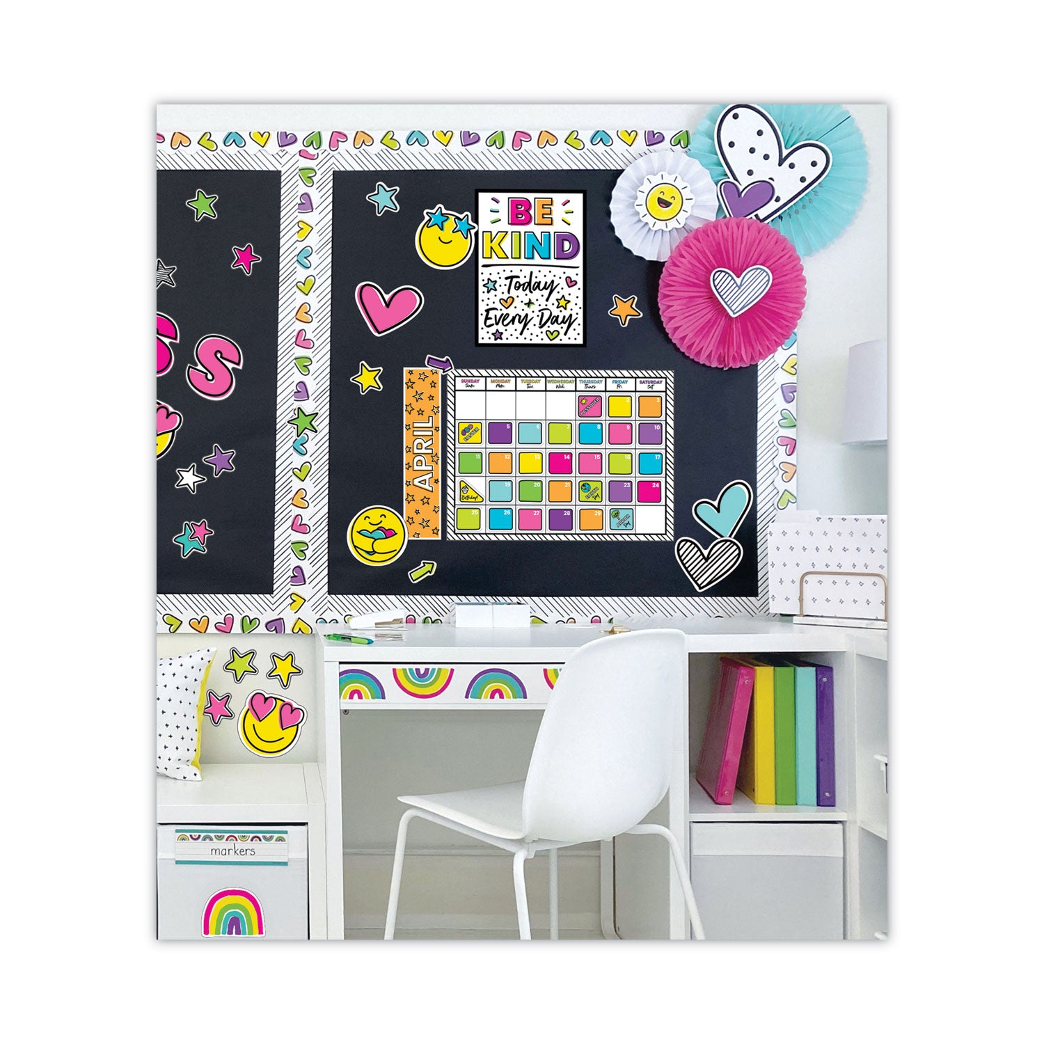 Carson-Dellosa Education Calendar Bulletin Board Set, Kind Vibes, 129 Pieces