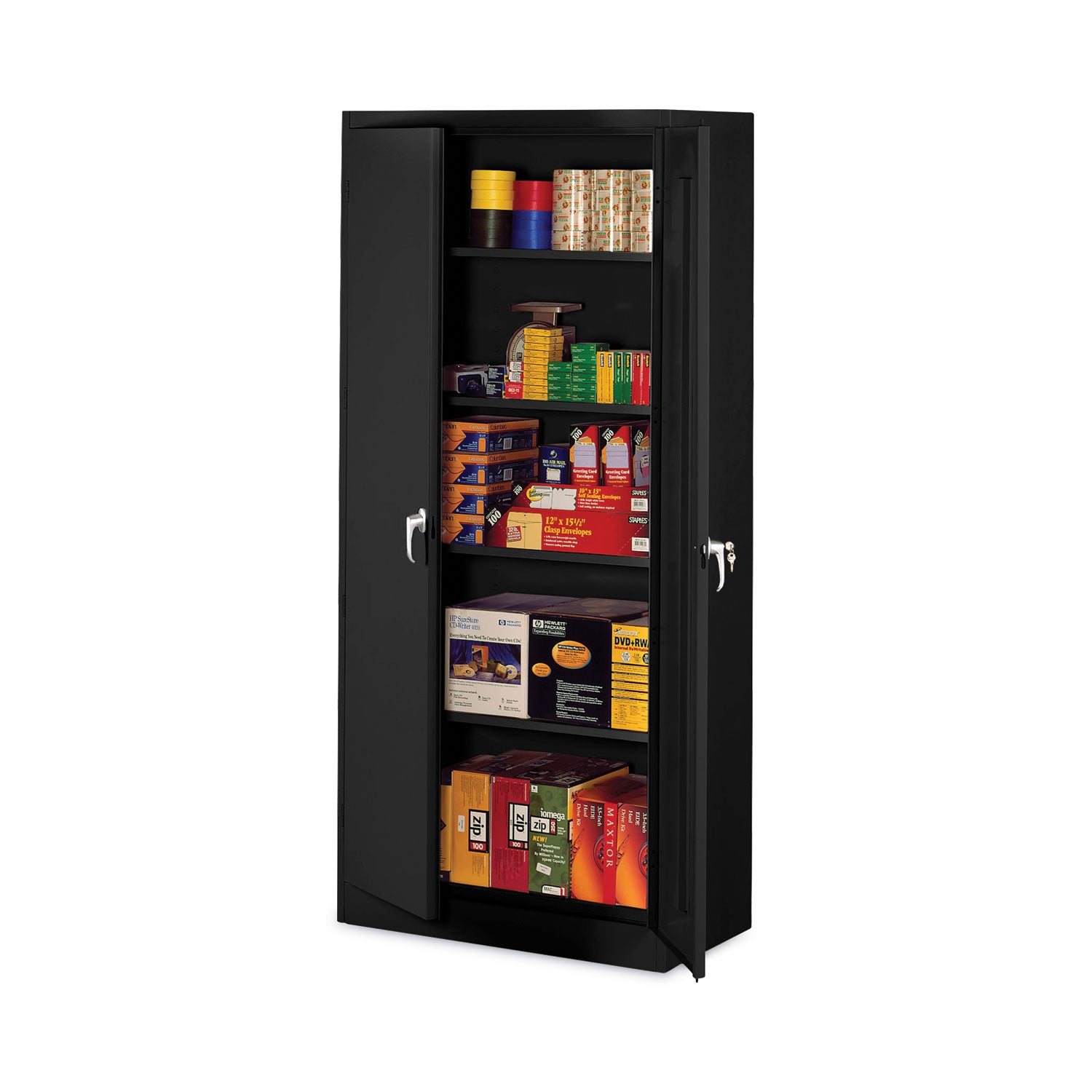 Alera® Assembled 78" High Heavy-Duty Welded Storage Cabinet, Four Adjustable Shelves, 36w x 24d, Black