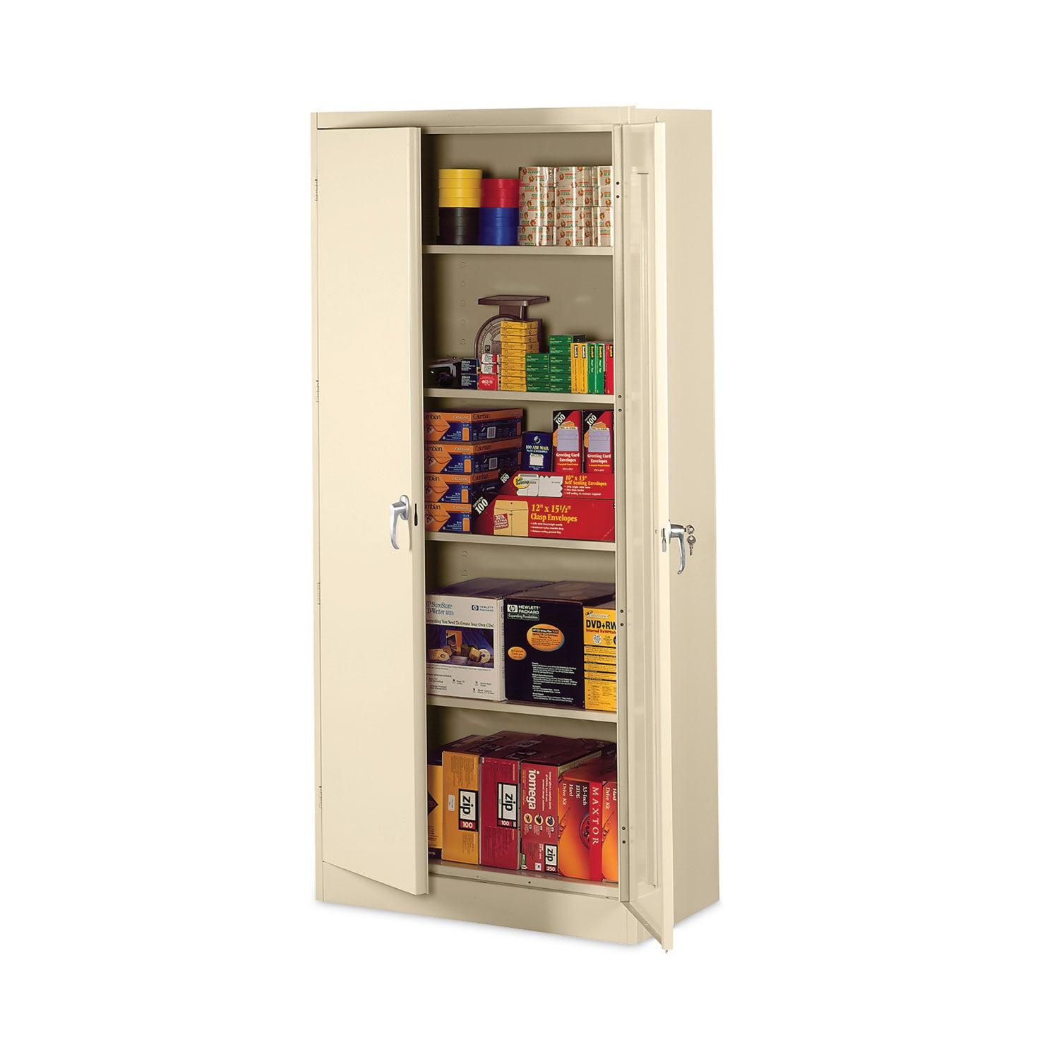 Alera® Assembled 78" High Heavy-Duty Welded Storage Cabinet, Four Adjustable Shelves, 36w x 24d, Putty