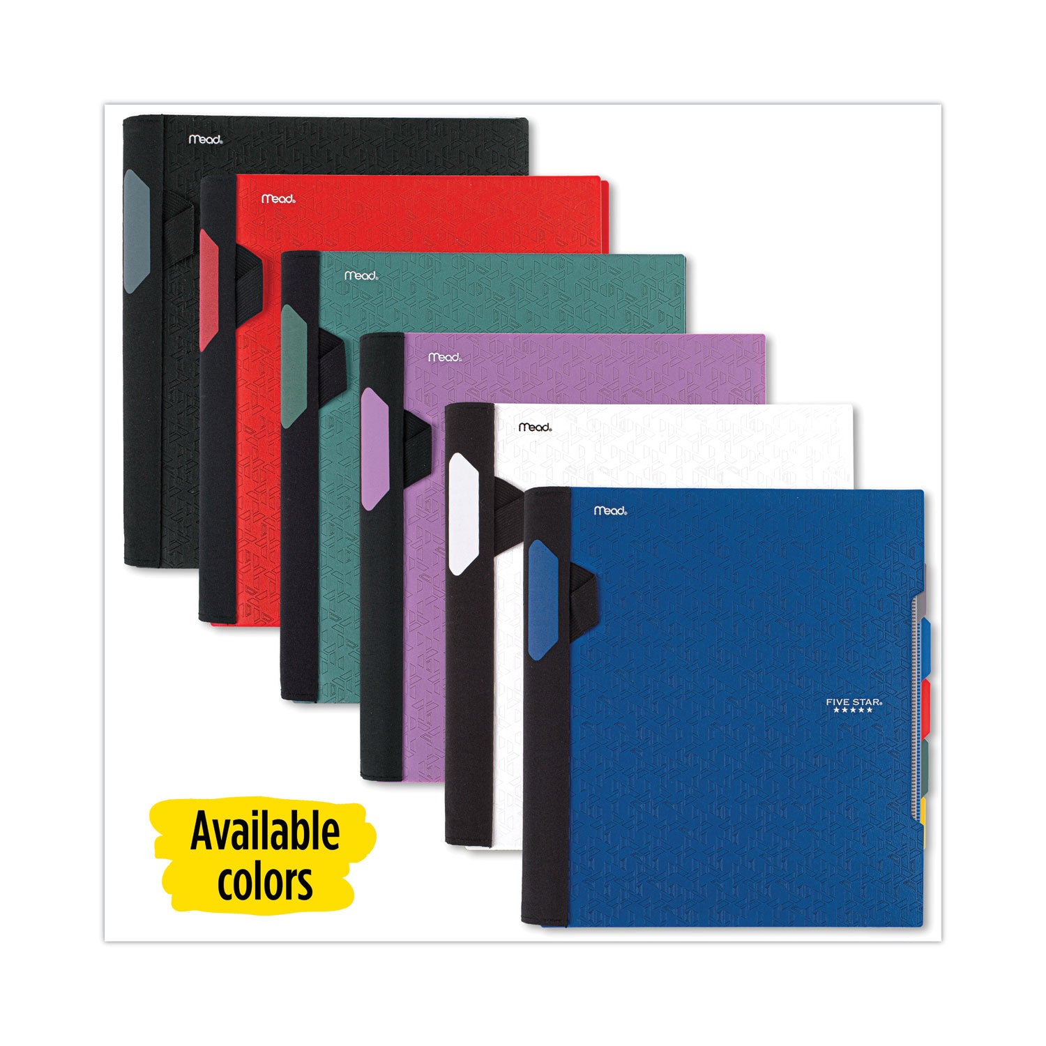 Five Star® Advance Wirebound Notebook, Ten Pockets, 5-Subject, Medium/College Rule, Randomly Assorted Cover Color, (200) 11 x 8.5 Sheets