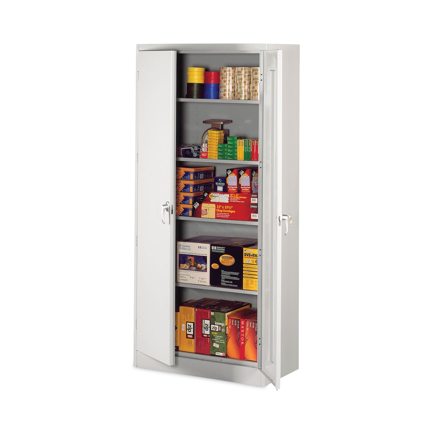 Alera® Assembled 78" High Heavy-Duty Welded Storage Cabinet, Four Adjustable Shelves, 36w x 24d, Light Gray