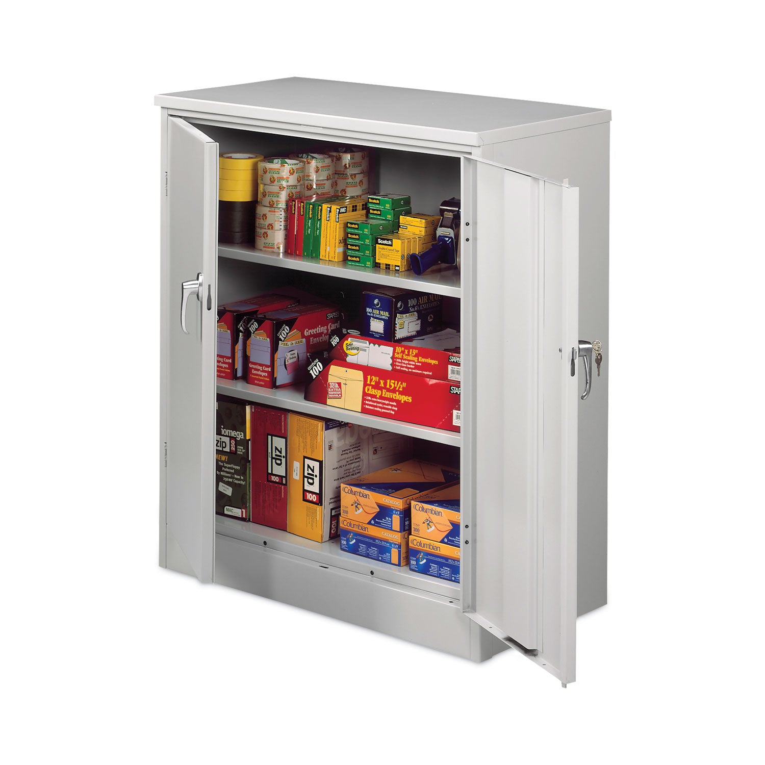 Alera® Assembled 42" High Heavy-Duty Welded Storage Cabinet, Two Adjustable Shelves, 36w x 18d, Light Gray