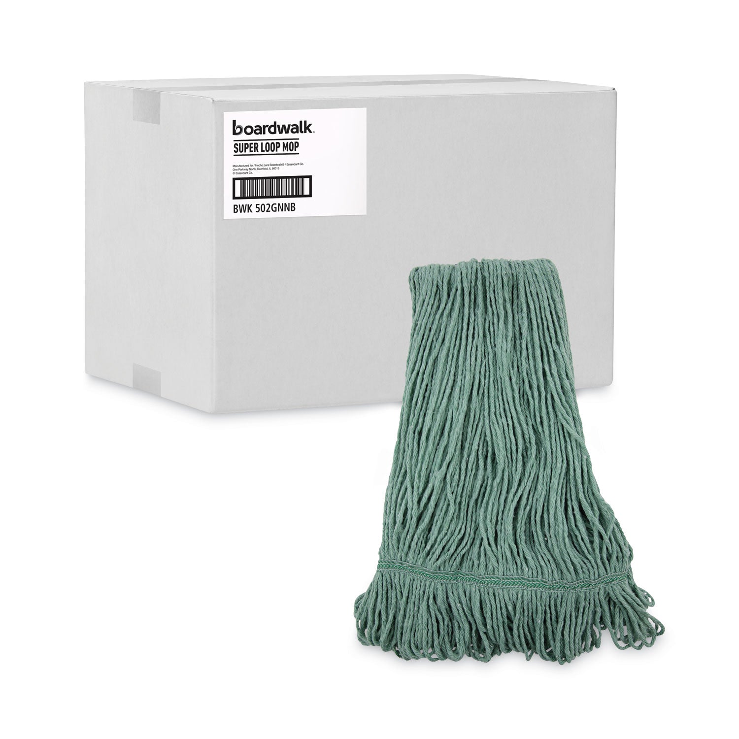 Boardwalk® Mop Head, Premium Standard Head, Cotton/Rayon Fiber, Medium, Green, 12/Carton