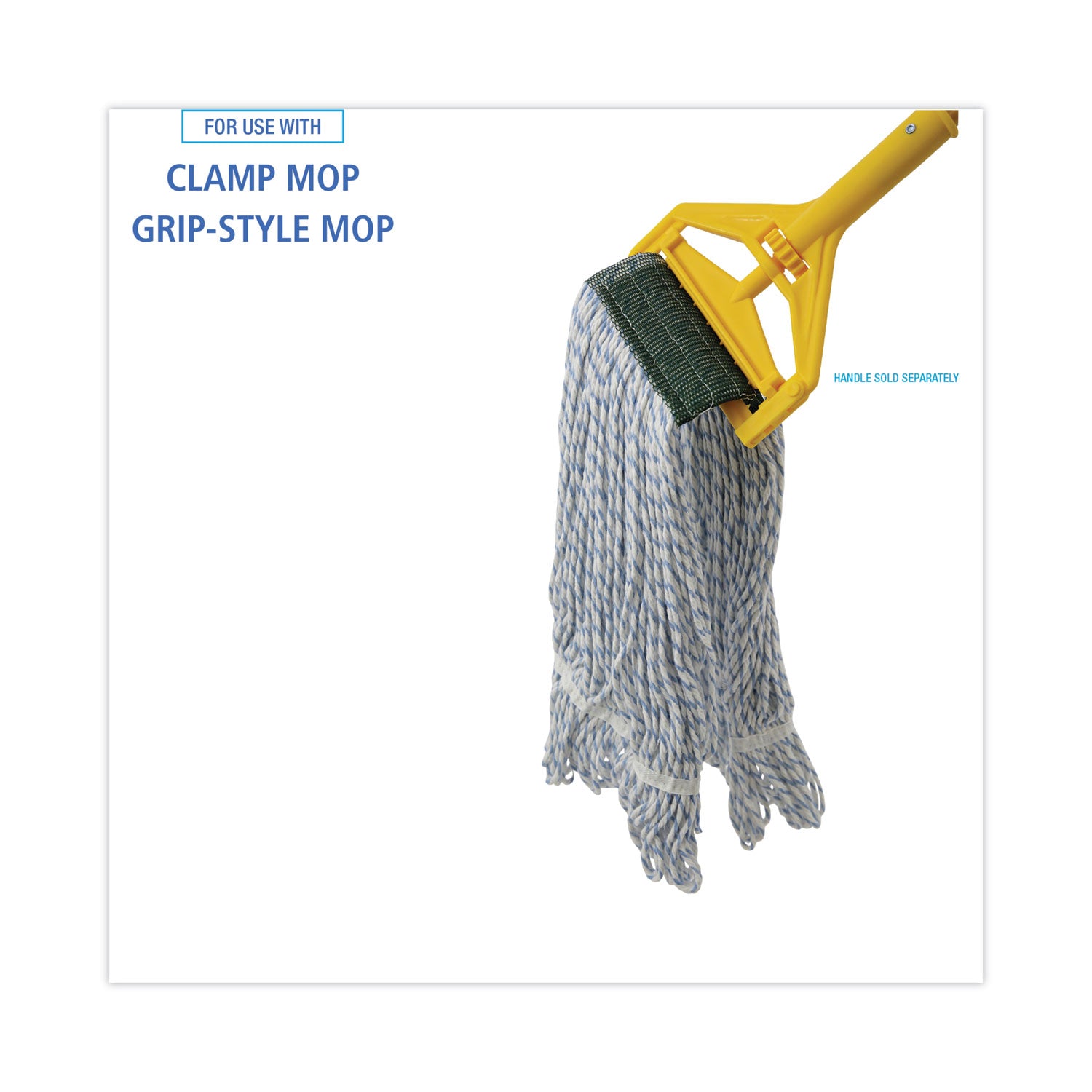 Boardwalk® Mop Head, Floor Finish, Wide, Rayon/Polyester, Medium, White/Blue, 12/Carton