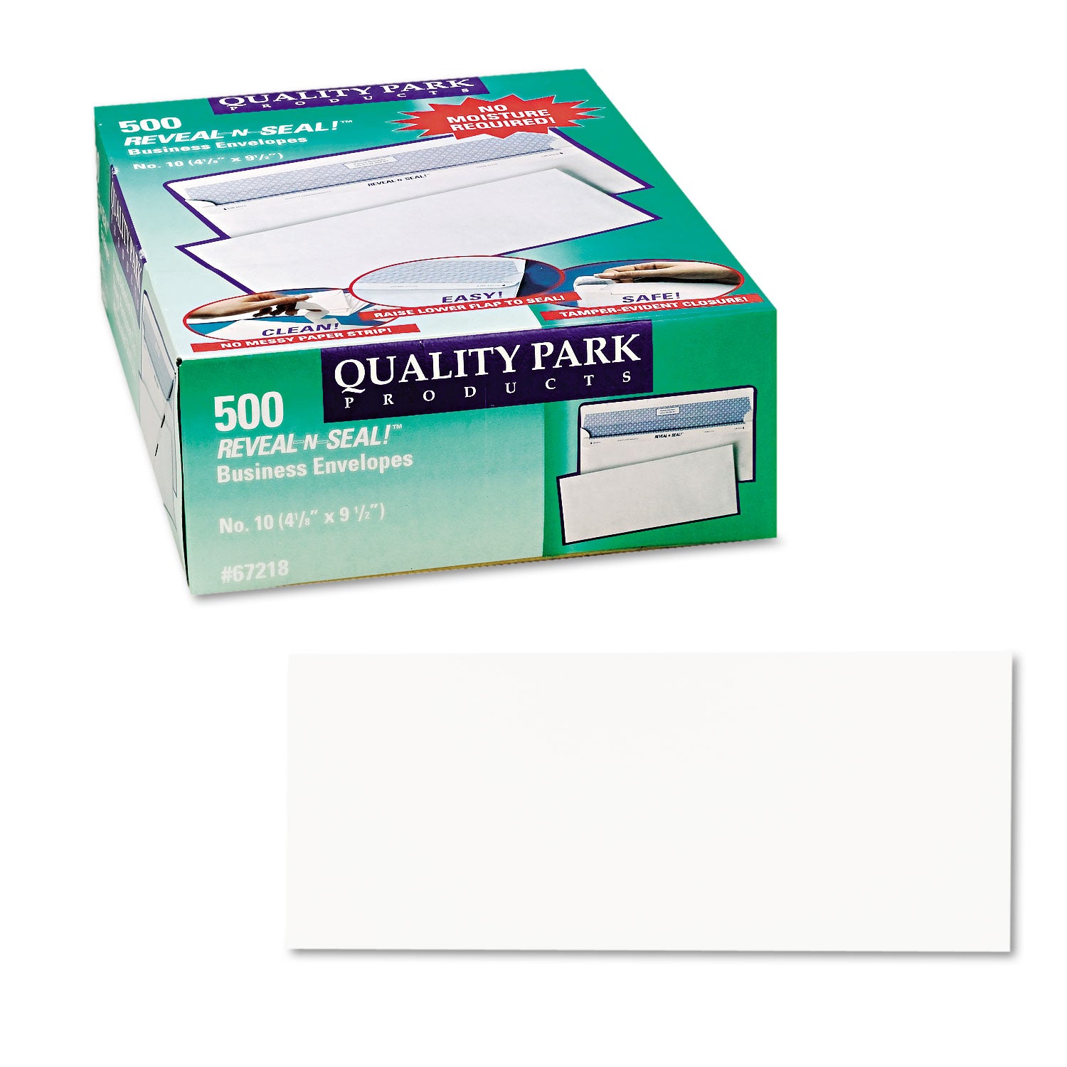 Quality Park™ Reveal-N-Seal Security Tinted Envelope, #10, Commercial Flap, Self-Adhesive Closure, 4.13 x 9.5, White, 500/Box