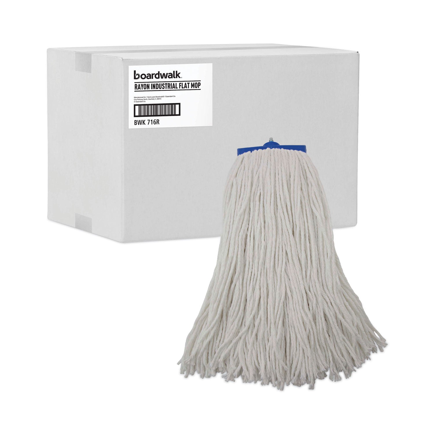 Boardwalk® Cut-End Lie-Flat Wet Mop Head, Rayon, 16oz, White, 12/Carton