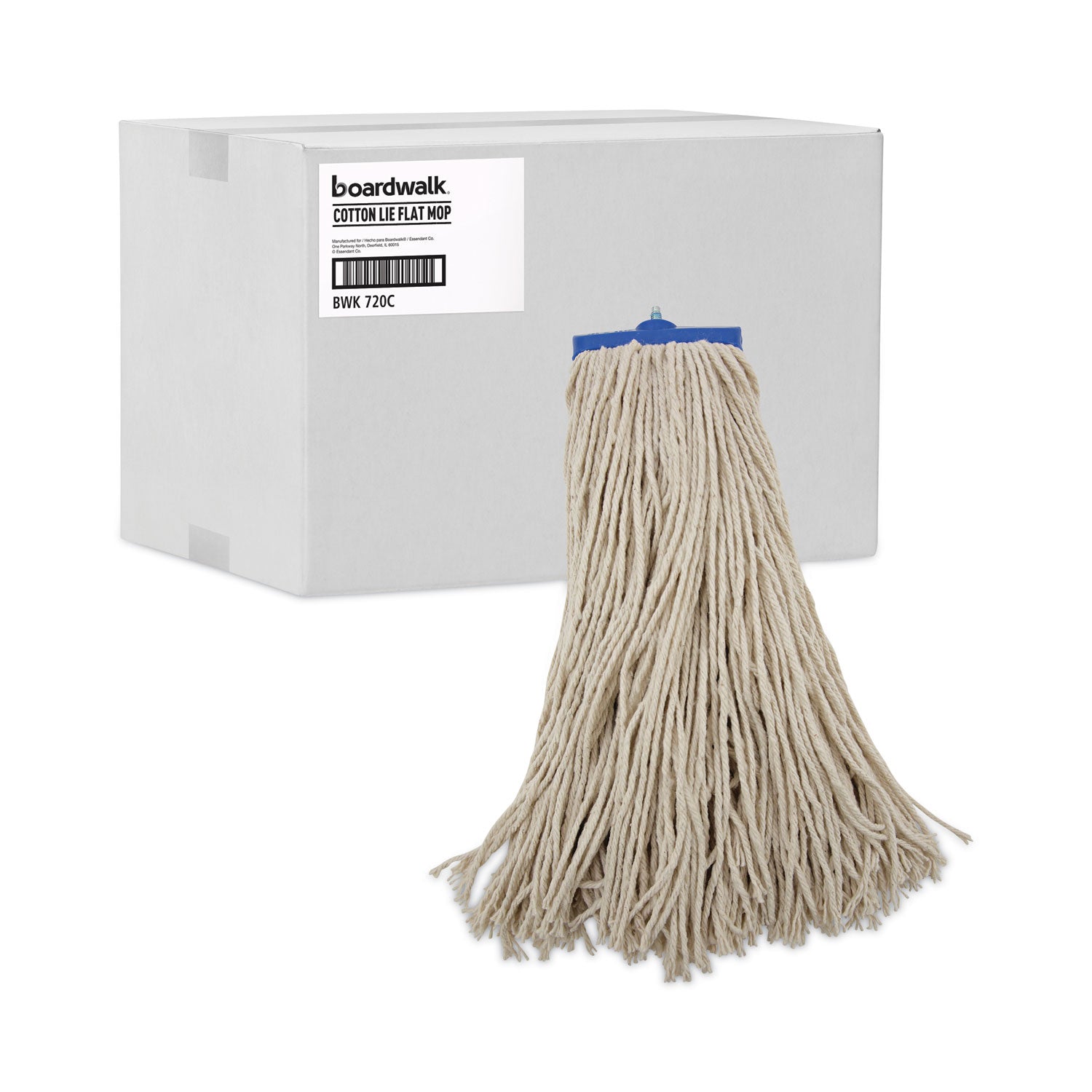 Boardwalk® Mop Head, Economical Lie-Flat Head, Cotton Fiber, 20 oz, White, 12/Carton