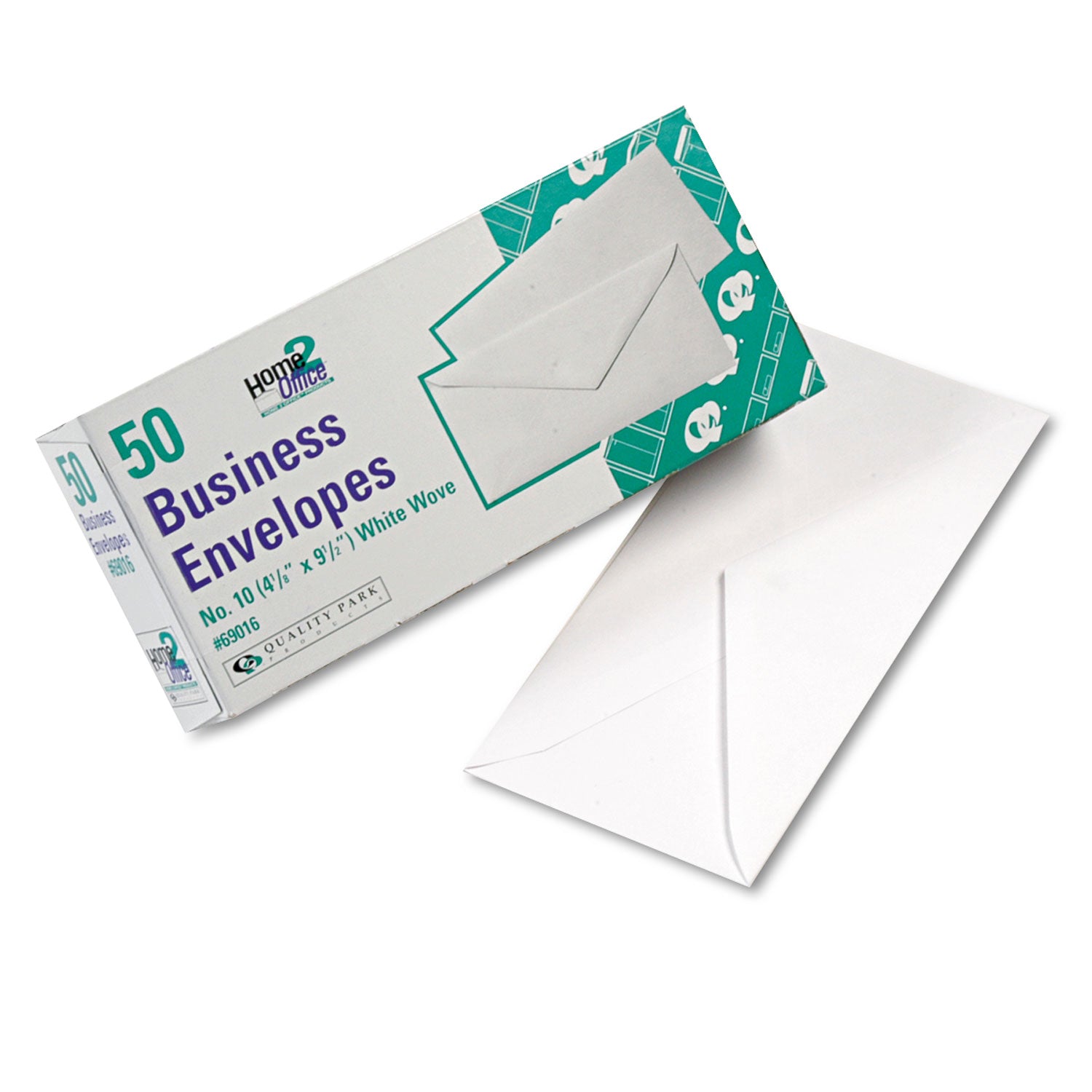 White Wove Business Envelope Convenience Packs, #10, Bankers Flap, Gummed Closure, 4.13 x 9.5, White, 50/Box