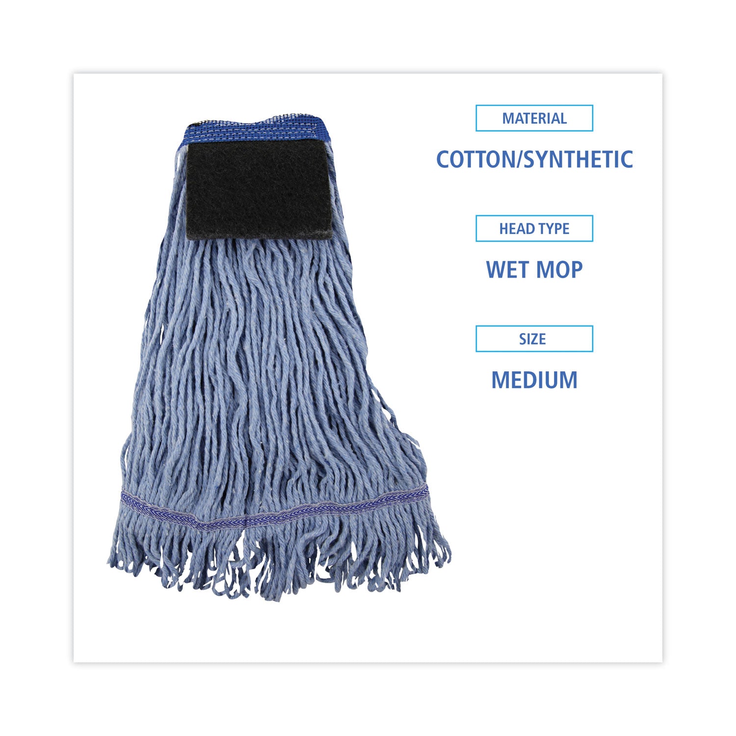 Boardwalk® Mop Head, Loop-End, Cotton With Scrub Pad, Medium, 12/Carton