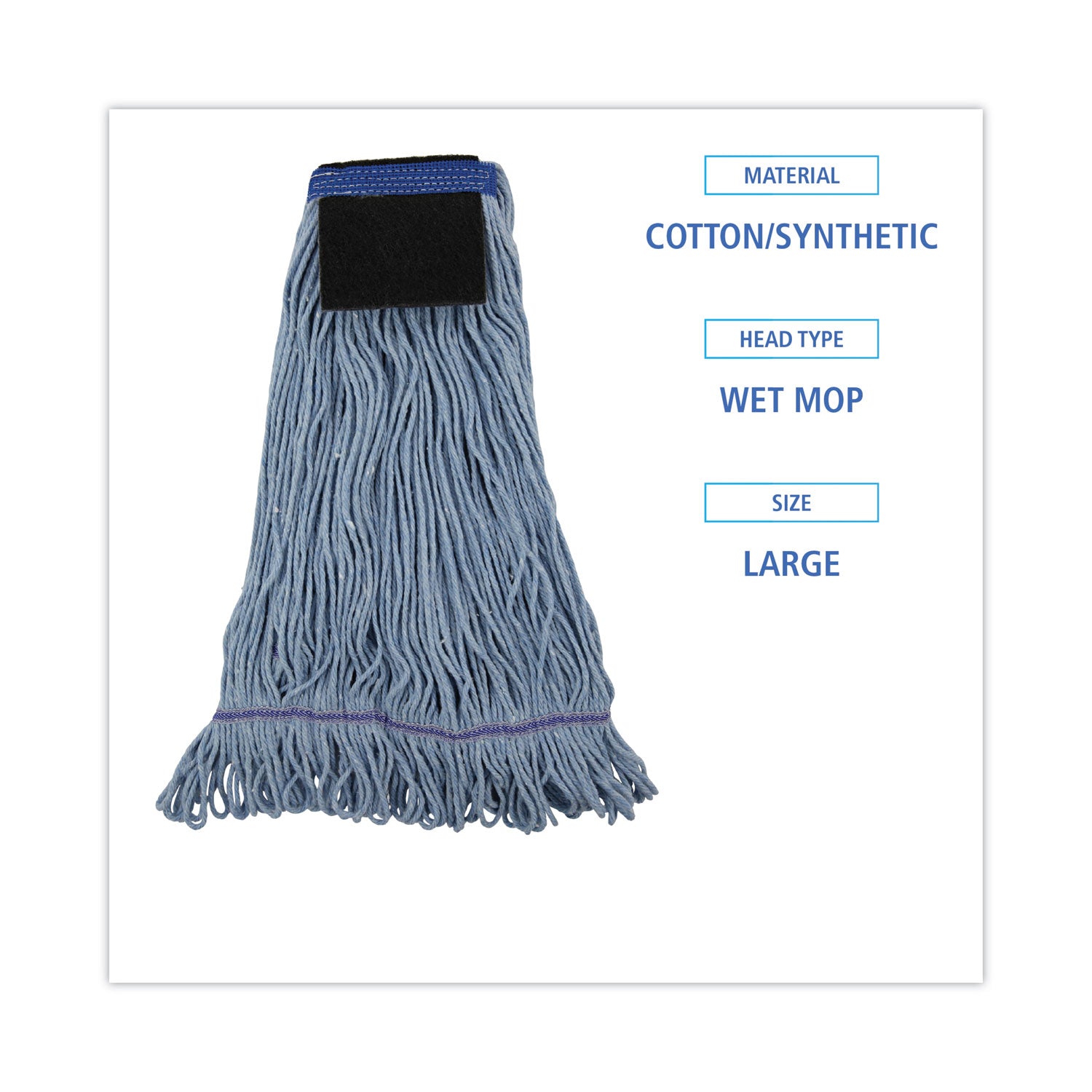 Boardwalk® Mop Head, Loop-End, Cotton With Scrub Pad, Large, 12/Carton