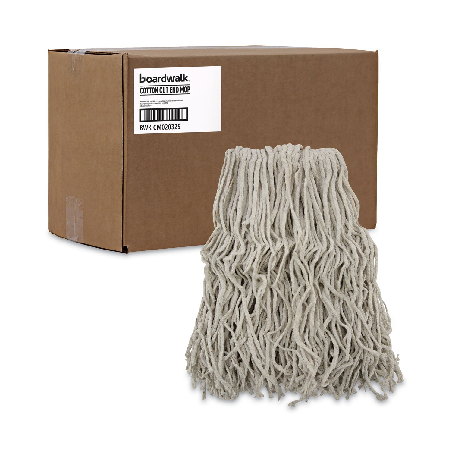 Boardwalk® Cotton Mop Head, Cut-End, #32, White, 12/Carton