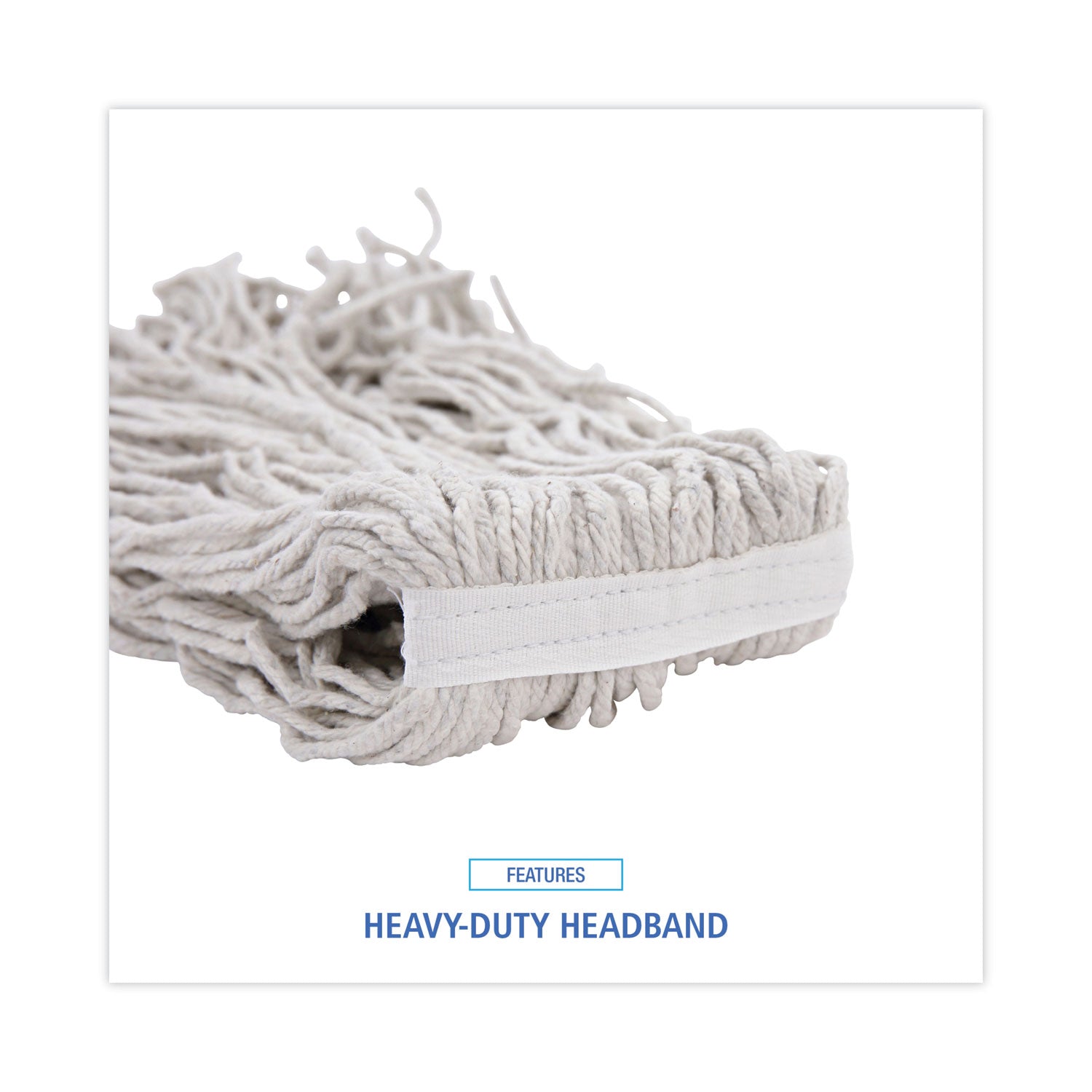 Boardwalk® Banded Mop Head, Cotton, Cut-End, White, 16 oz, 12/Carton