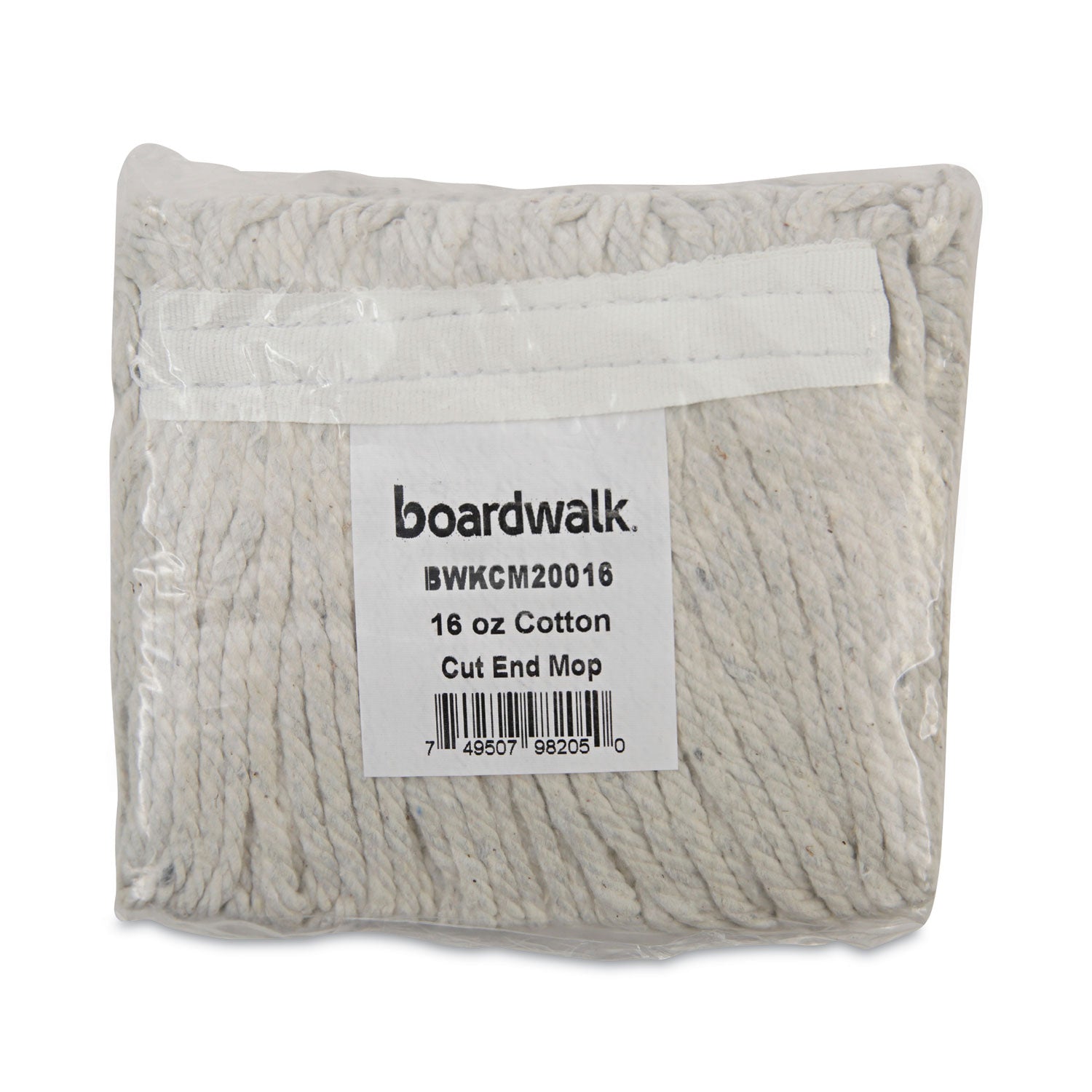 Boardwalk® Banded Mop Head, Cotton, Cut-End, White, 16 oz, 12/Carton