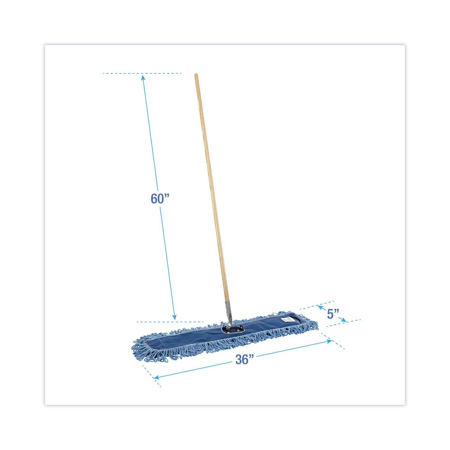 Boardwalk® Dry Mopping Kit, 36 x 5 Blue Blended Synthetic Head, 60" Natural Wood/Metal Handle