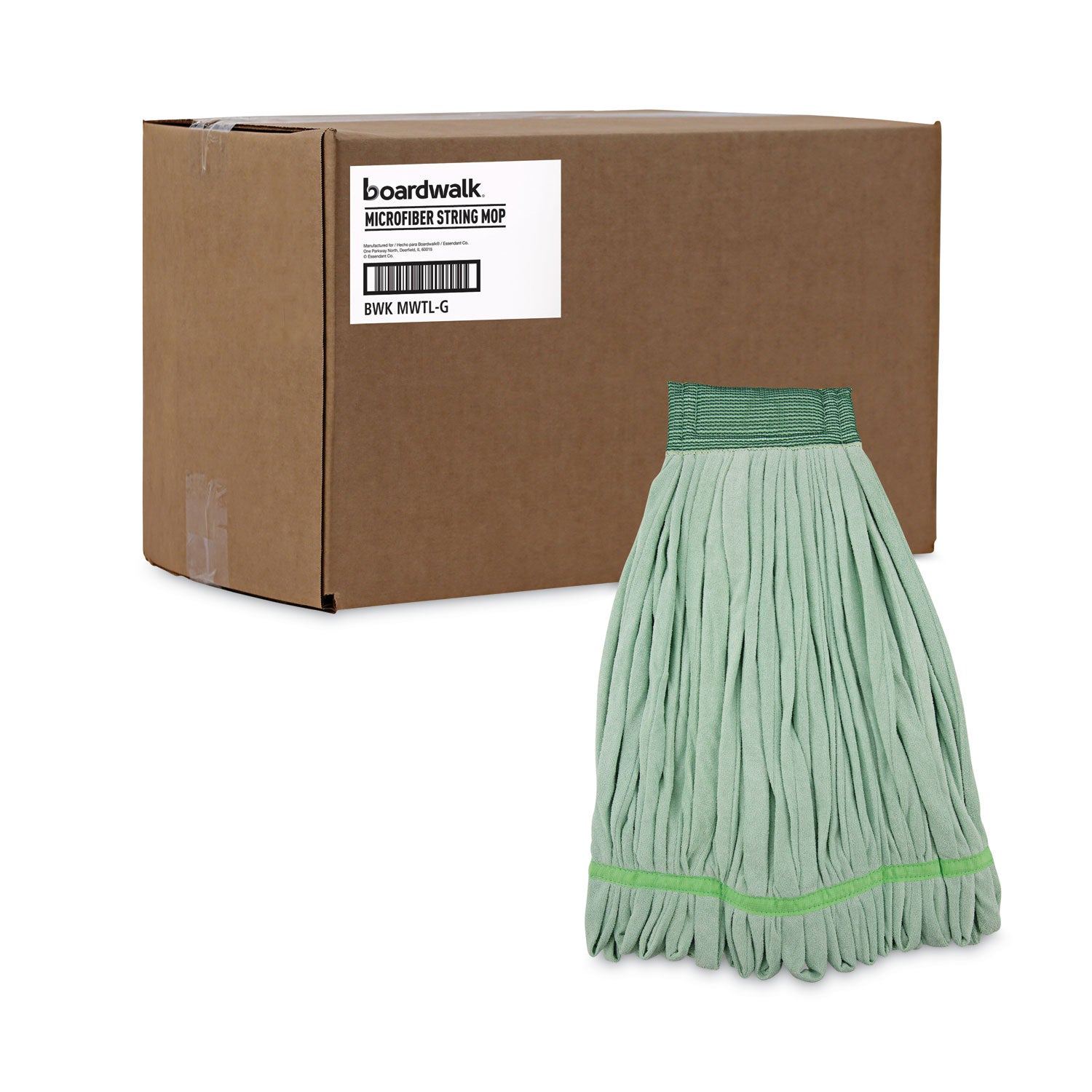 Boardwalk® Microfiber Looped-End Wet Mop Head, Large, Green, 12/Carton