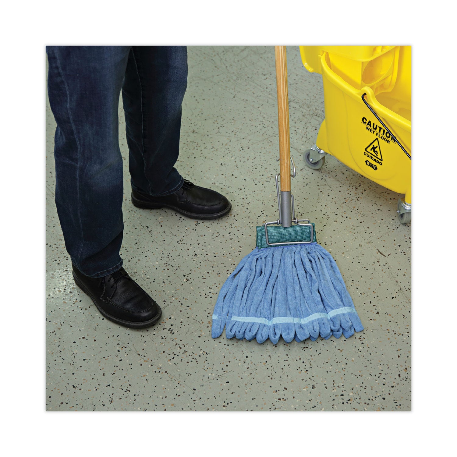 Boardwalk® Microfiber Looped-End Wet Mop Heads, Medium, Blue, 12/Carton, 12/Carton