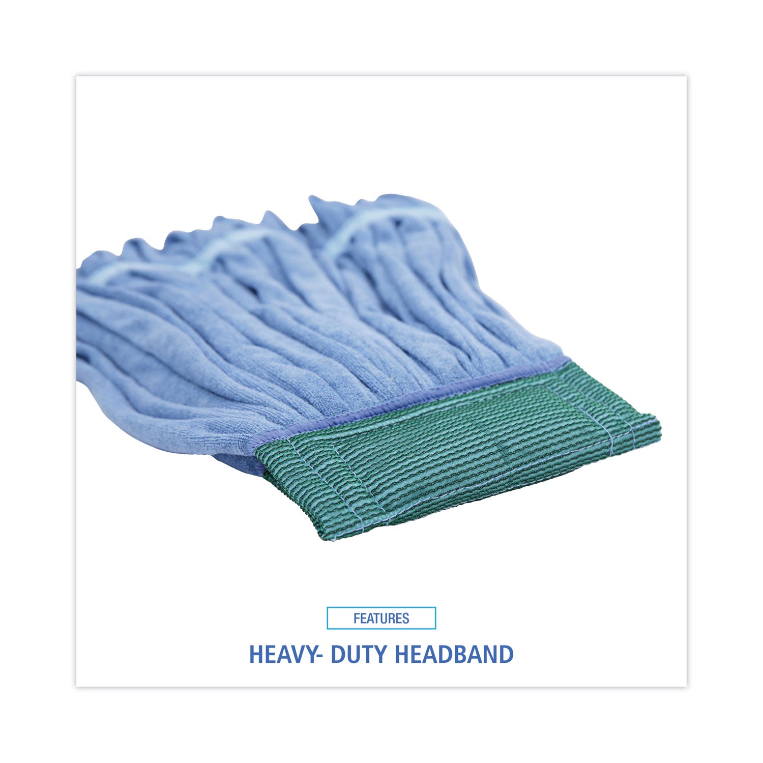 Boardwalk® Microfiber Looped-End Wet Mop Heads, Medium, Blue, 12/Carton, 12/Carton