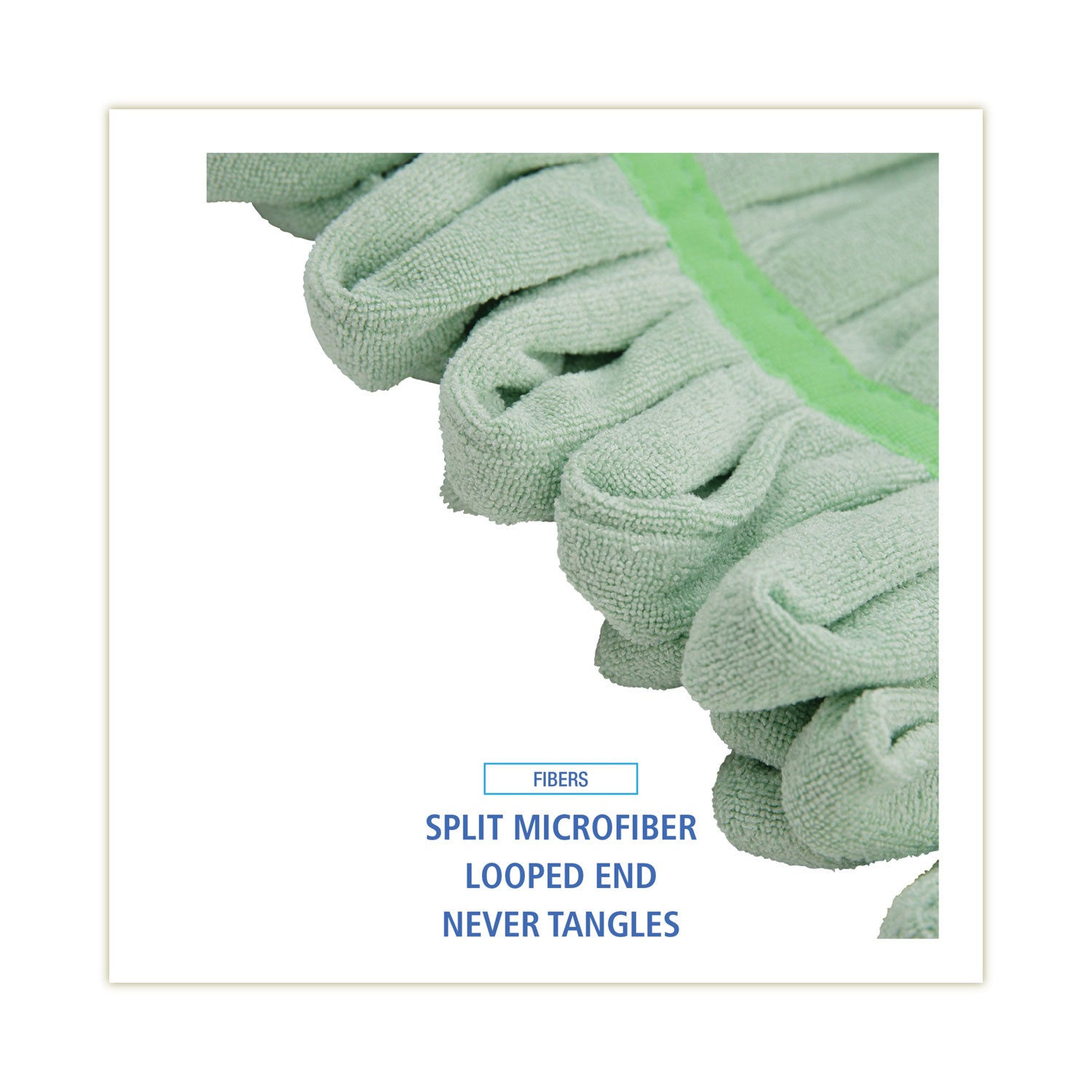 Boardwalk® Microfiber Looped-End Wet Mop Heads, Medium, Green, 12/Carton