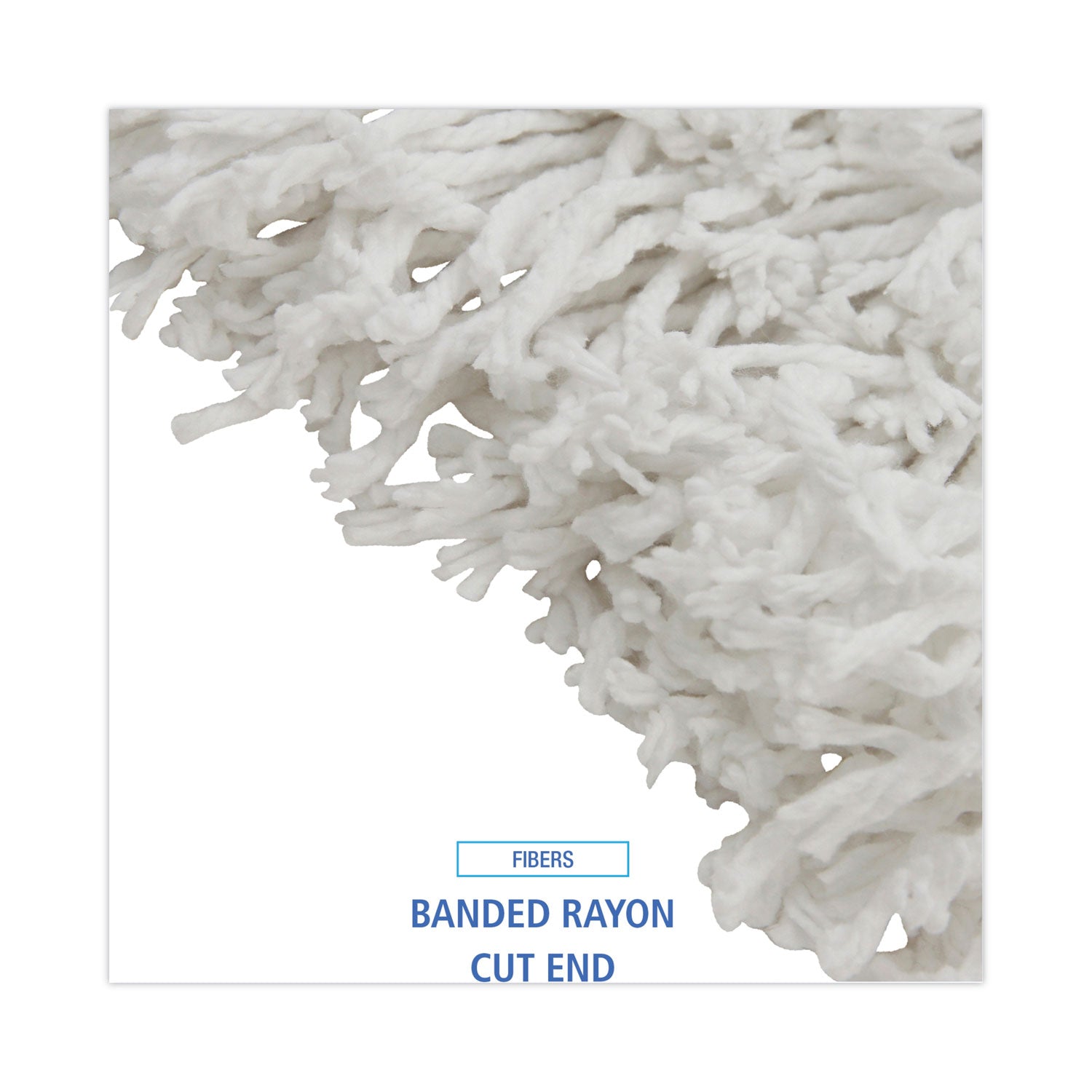 Boardwalk® Banded Rayon Cut-End Mop Heads, #24, White, 1.25" Headband, 12/Carton