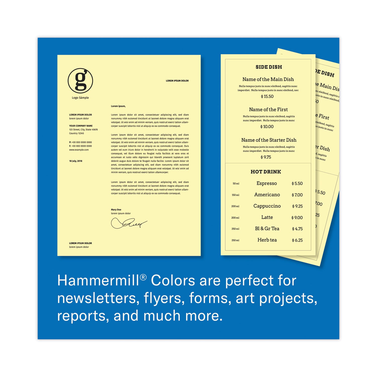 Hammermill® Colors Print Paper, 20 lb Bond Weight, 8.5 x 11, Canary, 500/Ream