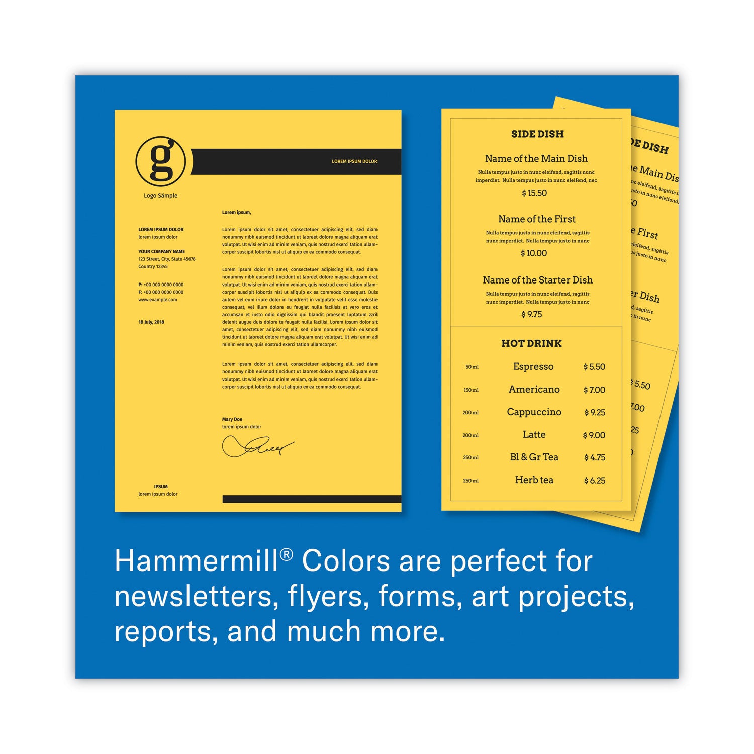 Hammermill® Colors Print Paper, 20 lb Bond Weight, 8.5 x 11, Goldenrod, 500/Ream