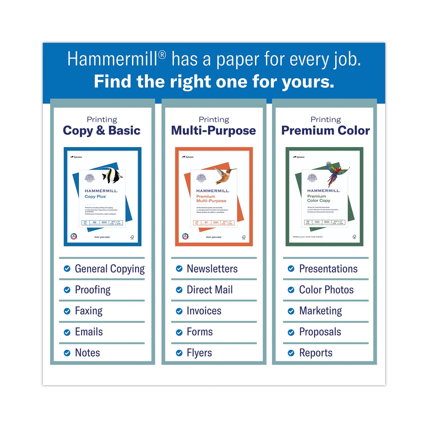 Hammermill® Copy Plus Print Paper, 92 Bright, 3-Hole, 20 lb Bond Weight, 8.5 x 11, White, 500 Sheets/Ream, 10 Reams/Carton