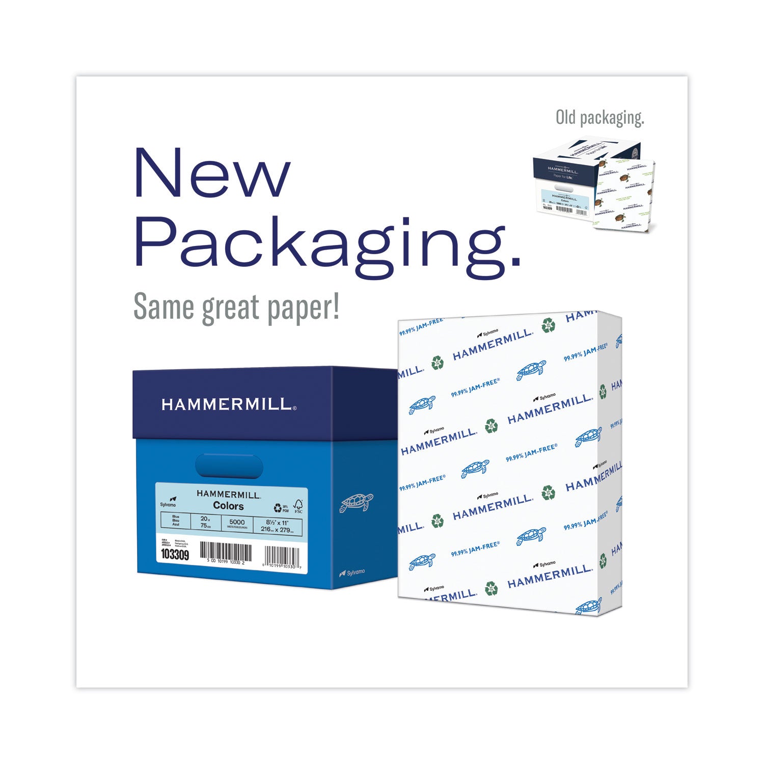 Hammermill® Colors Print Paper, 20 lb Bond Weight, 8.5 x 11, Blue, 500/Ream