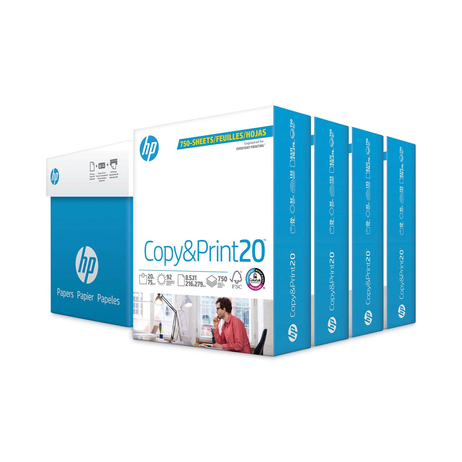 CopyandPrint20 Paper, 92 Bright, 20 lb Bond Weight, 8.5 x 11, White, 750 Sheets/Ream, 4 Reams/Carton