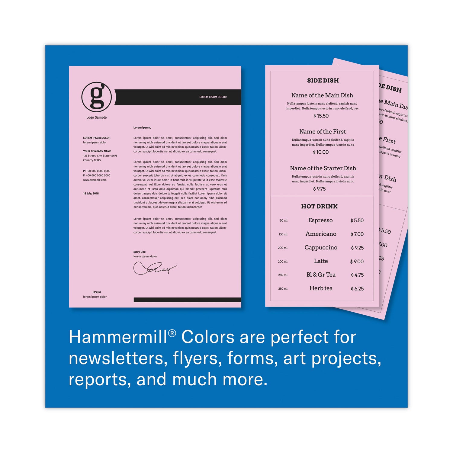 Hammermill® Colors Print Paper, 20 lb Bond Weight, 8.5 x 11, Lilac, 500 Sheets/Ream, 10 Reams/Carton