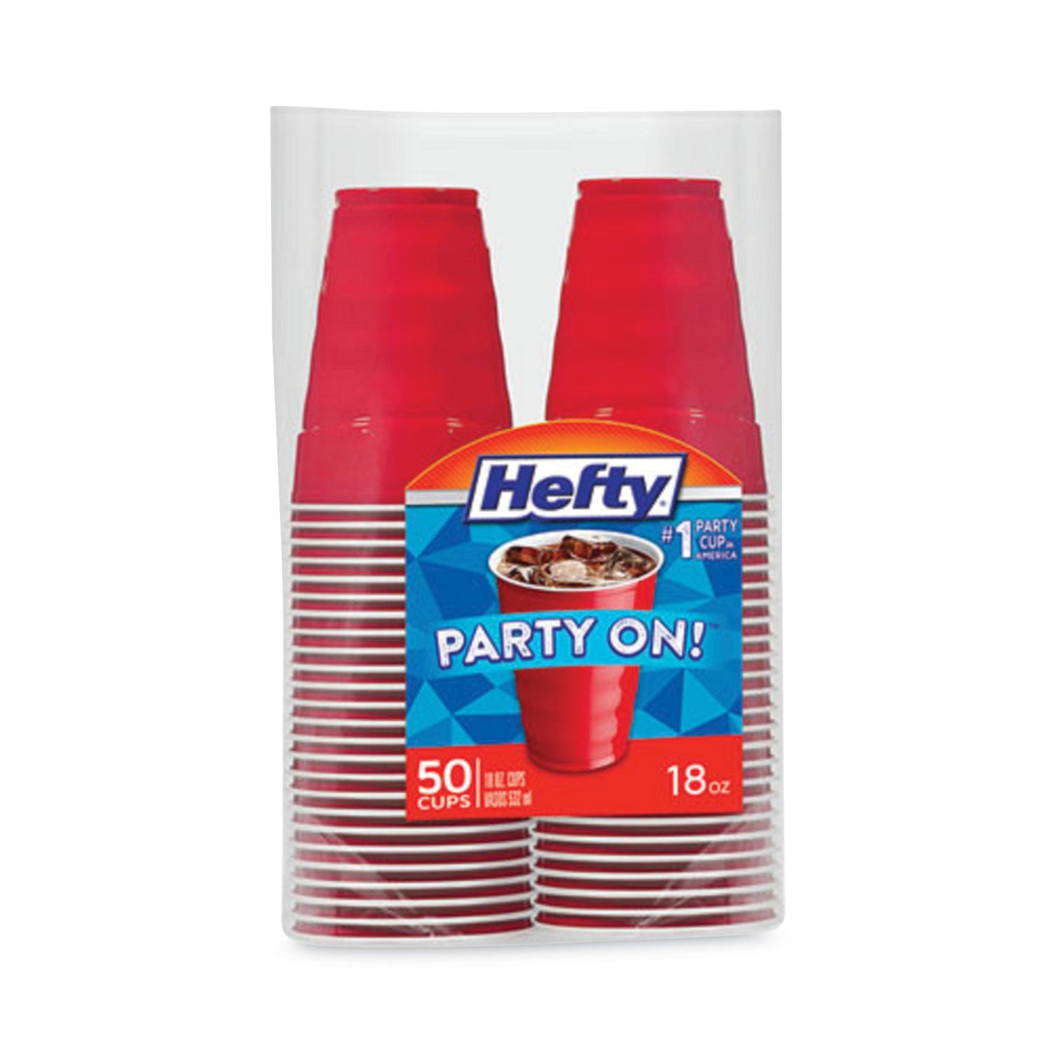 Hefty® Easy Grip Disposable Plastic Party Cups, 18 oz, Red, 50/Pack, 8 Packs/Carton