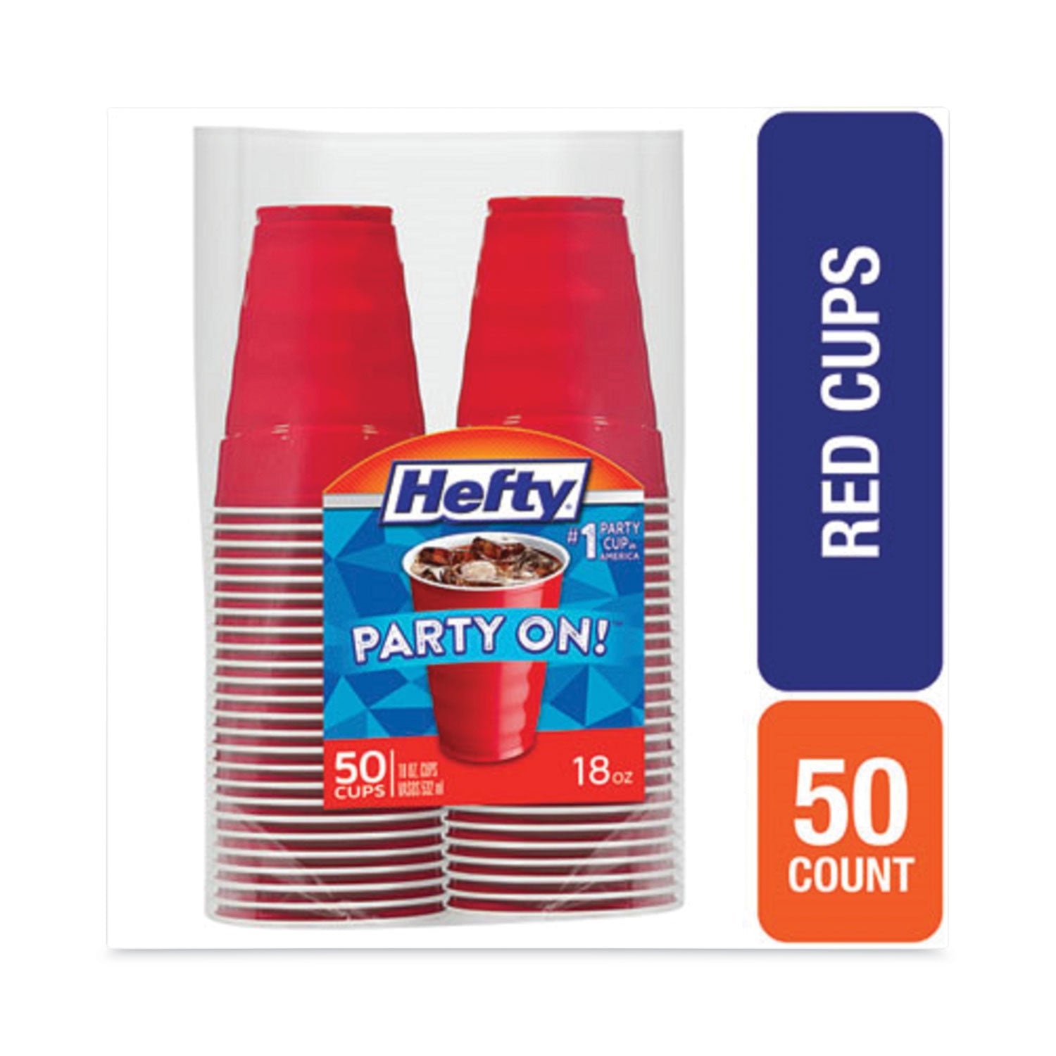 Hefty® Easy Grip Disposable Plastic Party Cups, 18 oz, Red, 50/Pack, 8 Packs/Carton