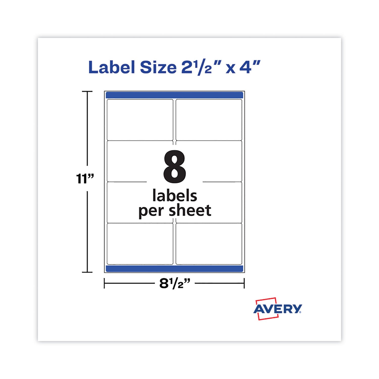 Avery® Shipping Labels with TrueBlock Technology, Laser Printers,  2.5 x 4, White, 8/Sheet, 100 Sheets/Pack