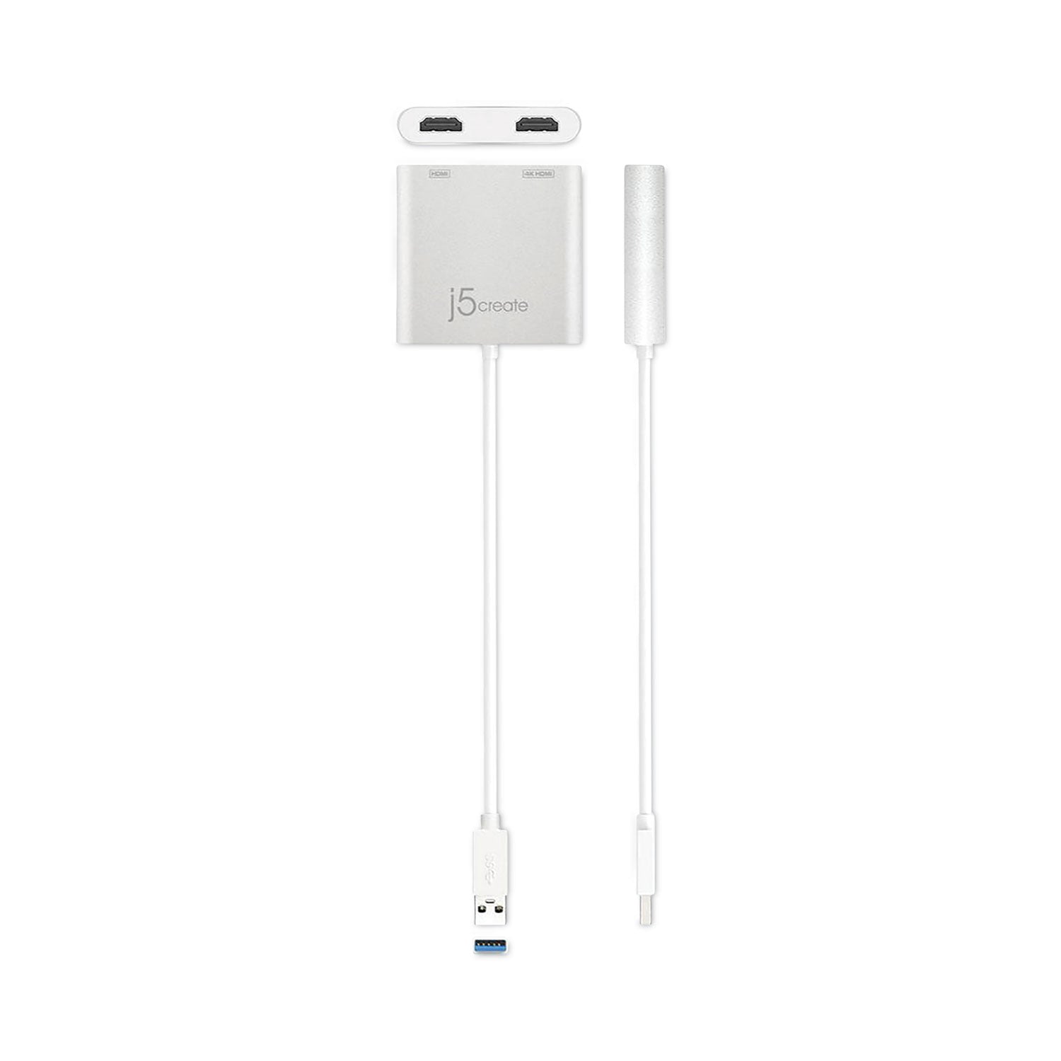 USB to HDMI Adapter, 7.87", Silver/White j5create® Flipcost