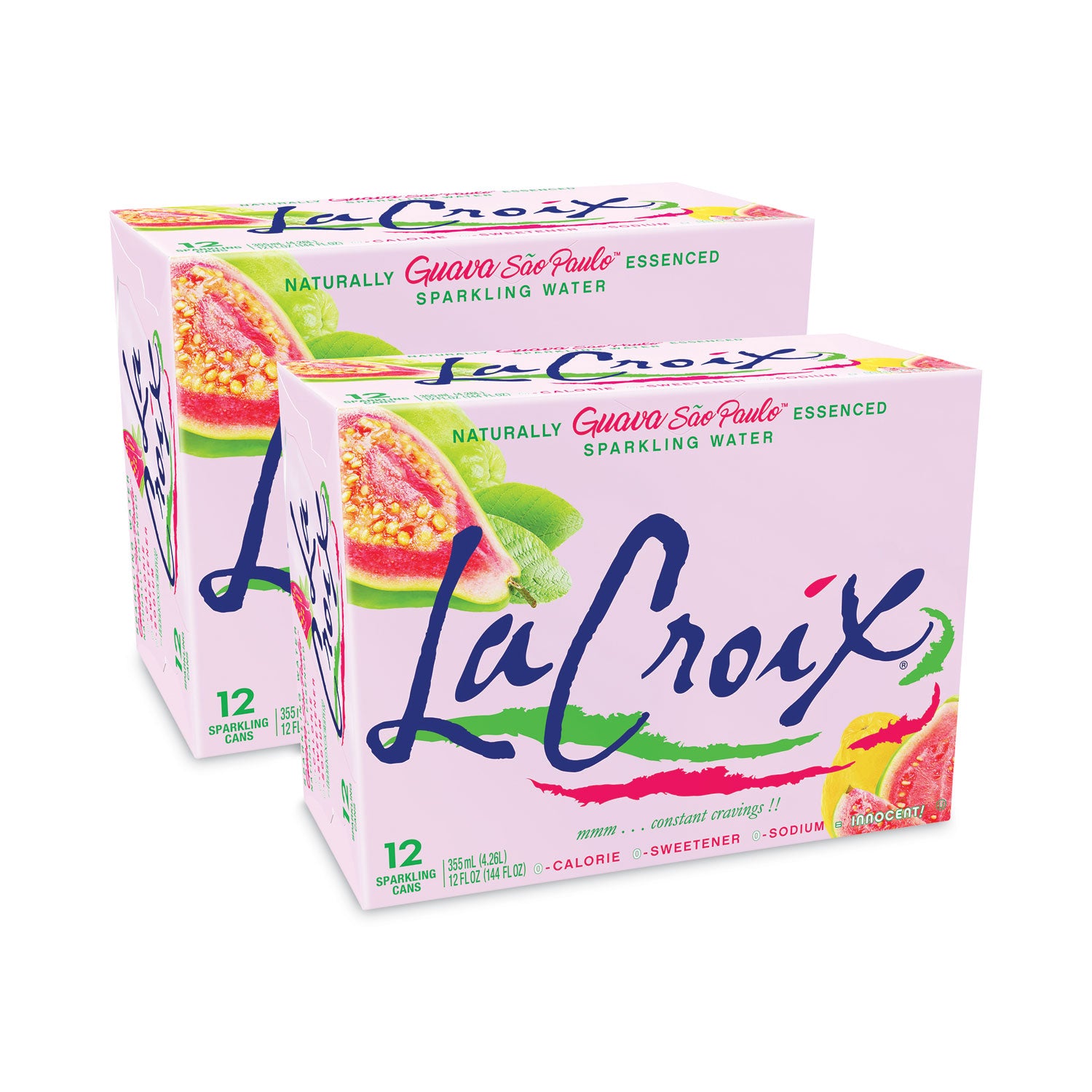 LaCroix® Sparkling Water, Guava Sao Paulo, 12 oz Can, 12 Cans/Pack, 2 Packs/Carton