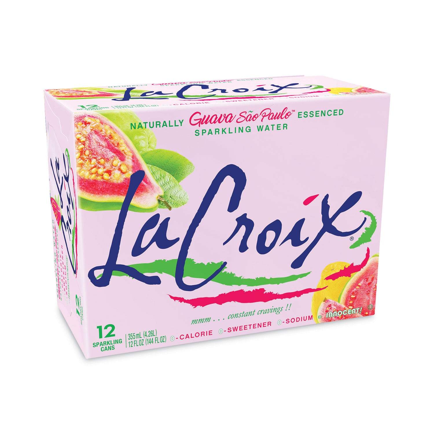 LaCroix® Sparkling Water, Guava Sao Paulo, 12 oz Can, 12 Cans/Pack, 2 Packs/Carton