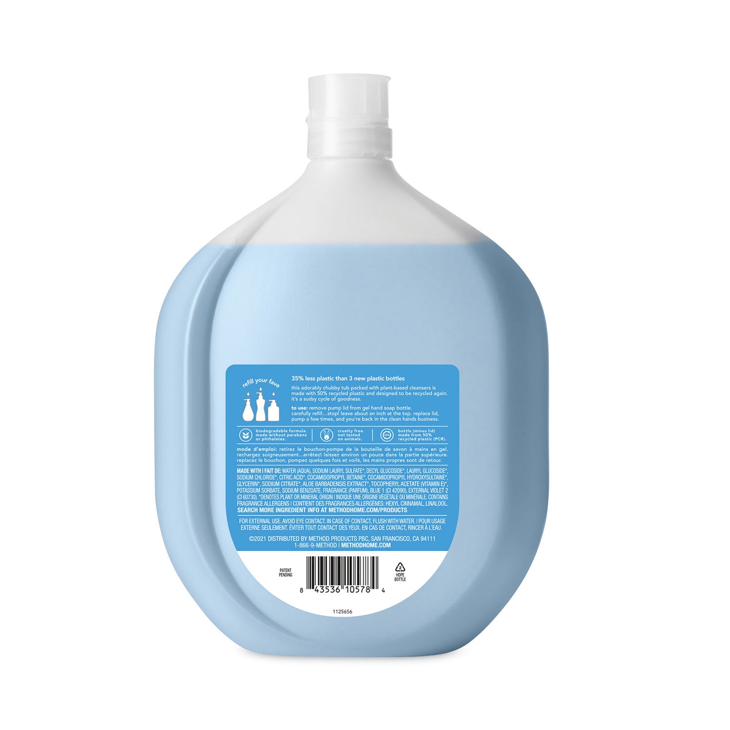 Method® Gel Hand Wash Refill Tub, Sea Minerals Scent, 34 oz