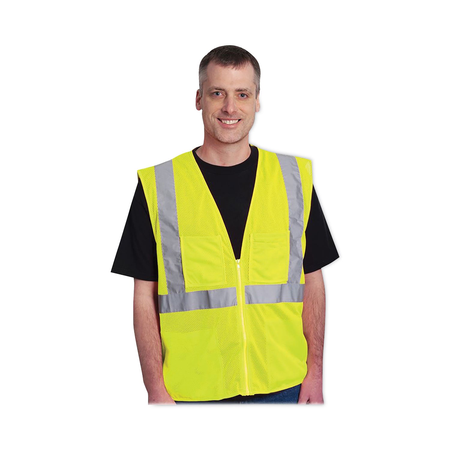 Zipper Safety Vest, 2X-Large, Hi-Viz Lime Yellow PIP Flipcost