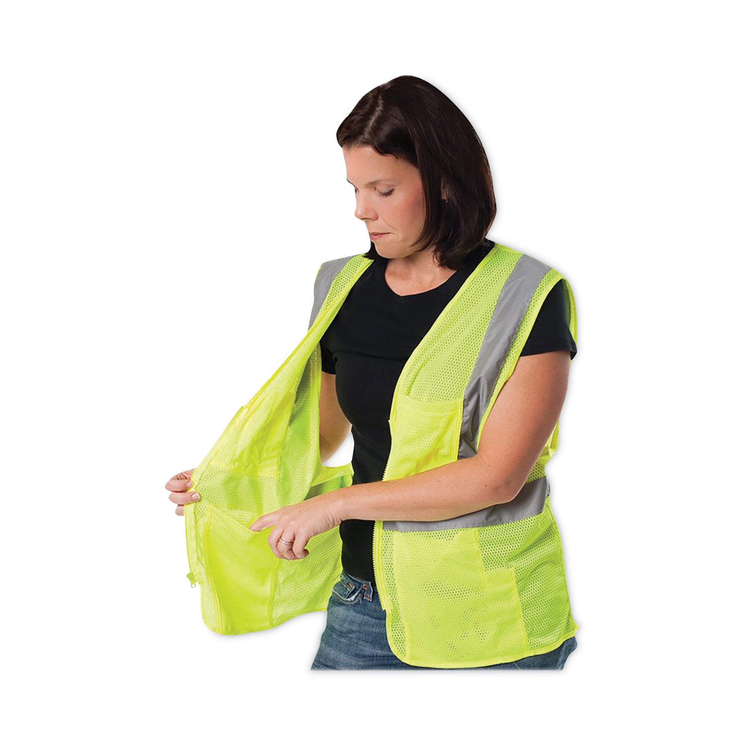 Zipper Safety Vest, 2X-Large, Hi-Viz Lime Yellow PIP Flipcost