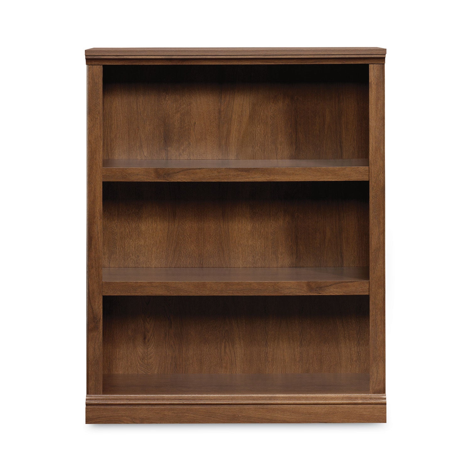 Select Collection Bookcase, Three-Shelf, 35.27w x 13.3d x 43.78h, Oiled Brown