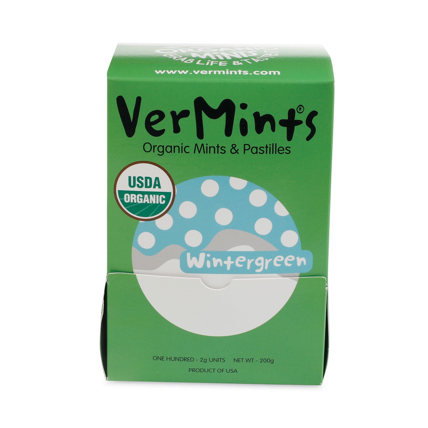 VerMints Organic Mints/Pastilles, Wintergreen, 2 Mints/0.7 oz, Individually Wrapped, 100/Box VerMints® Flipcost