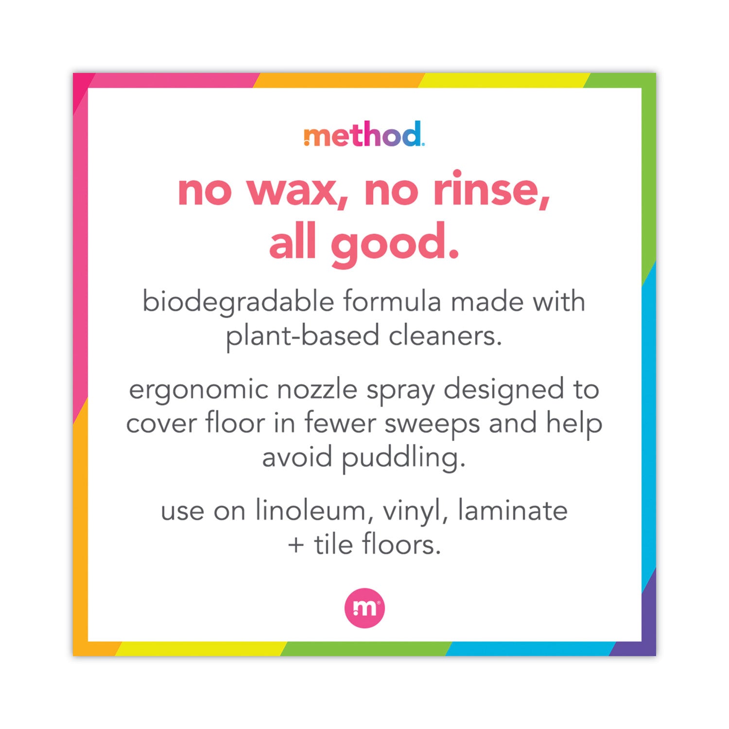 Method® Squirt + Mop Hard Floor Cleaner, 25 oz Spray Bottle, Lemon Ginger, 6/Carton