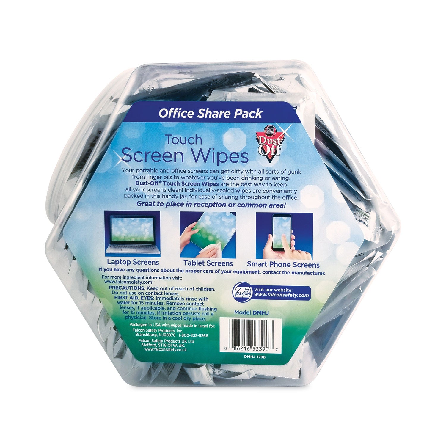 Dust-Off® Touch Screen Wipes, 5 x 6, Citrus, 200 Individual Foil Packets in an Easy Grab Jar