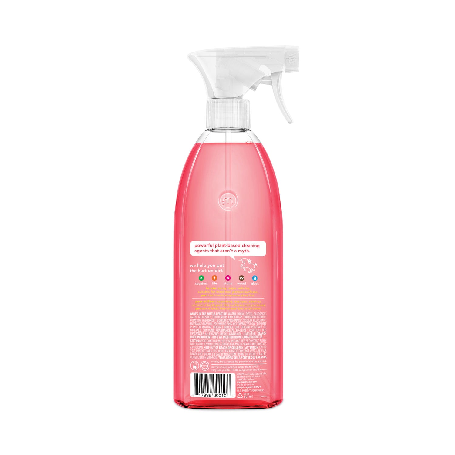 Method® All Surface Cleaner, Pink Grapefruit, 28 oz Spray Bottle, 8/Carton