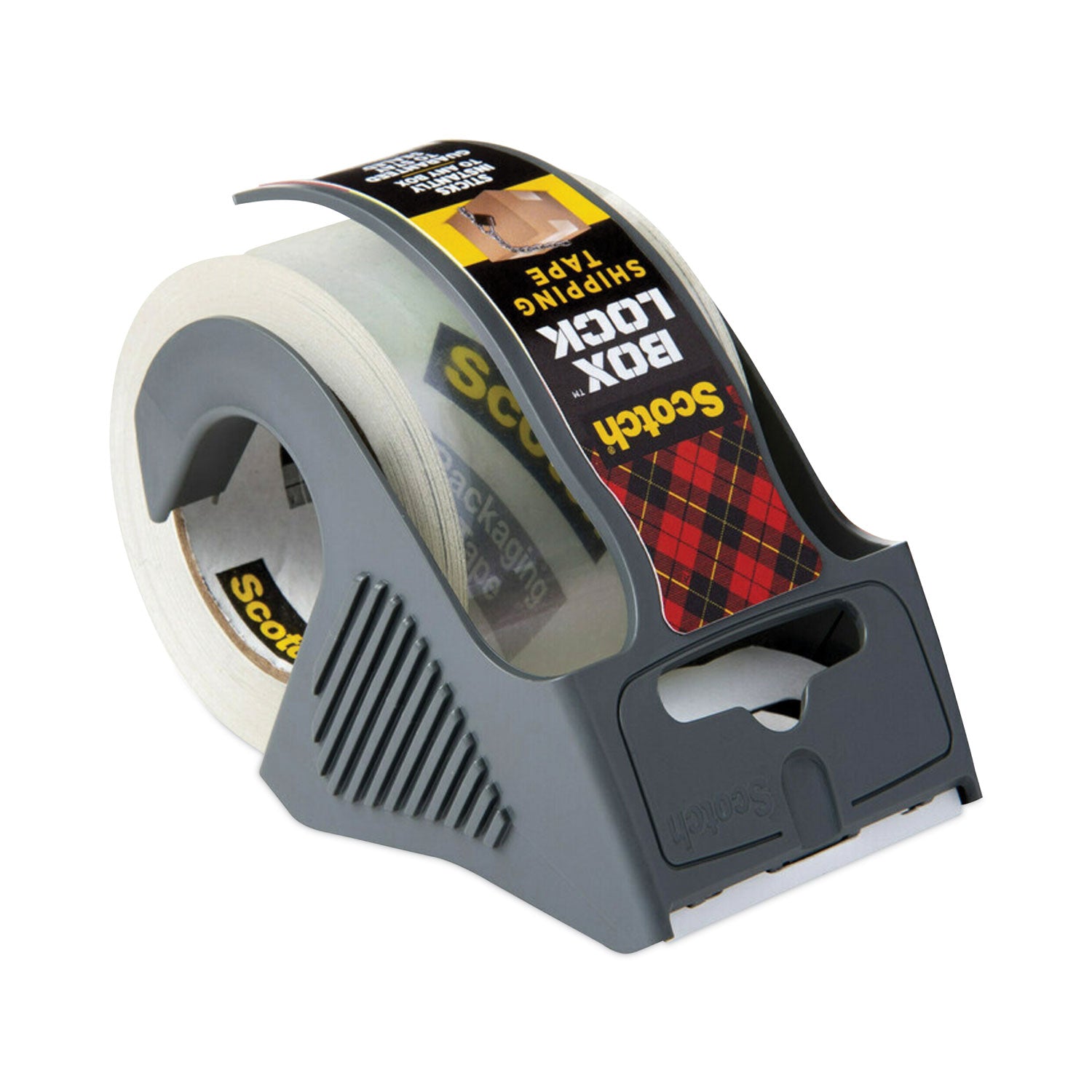 Scotch Box Lock Shipping Tape with Dispenser, 1.5"" Core, 1.88"" x 22.2 yds, Clear