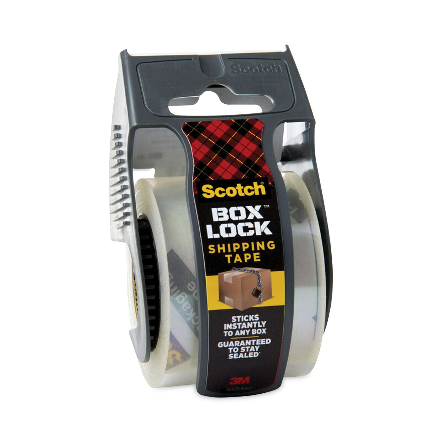 Scotch® Box Lock Shipping Packaging Tape with Dispenser, 1.5" Core, 1.88" x 22.2 yds, Clear