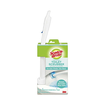 Scotch-Brite® Toilet Scrubber Starter Kit, 1 Handle and 5 Scrubbers, White/Blue - Flipcost