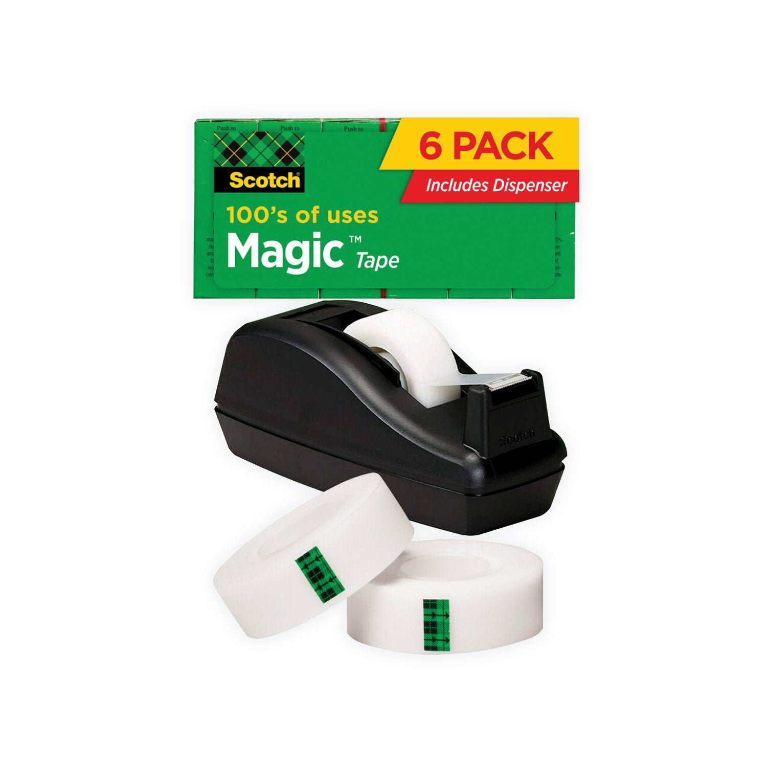 Magic Tape Desktop Dispenser Value Pack, 1" Core, 0.75" x 83.33 ft, Clear