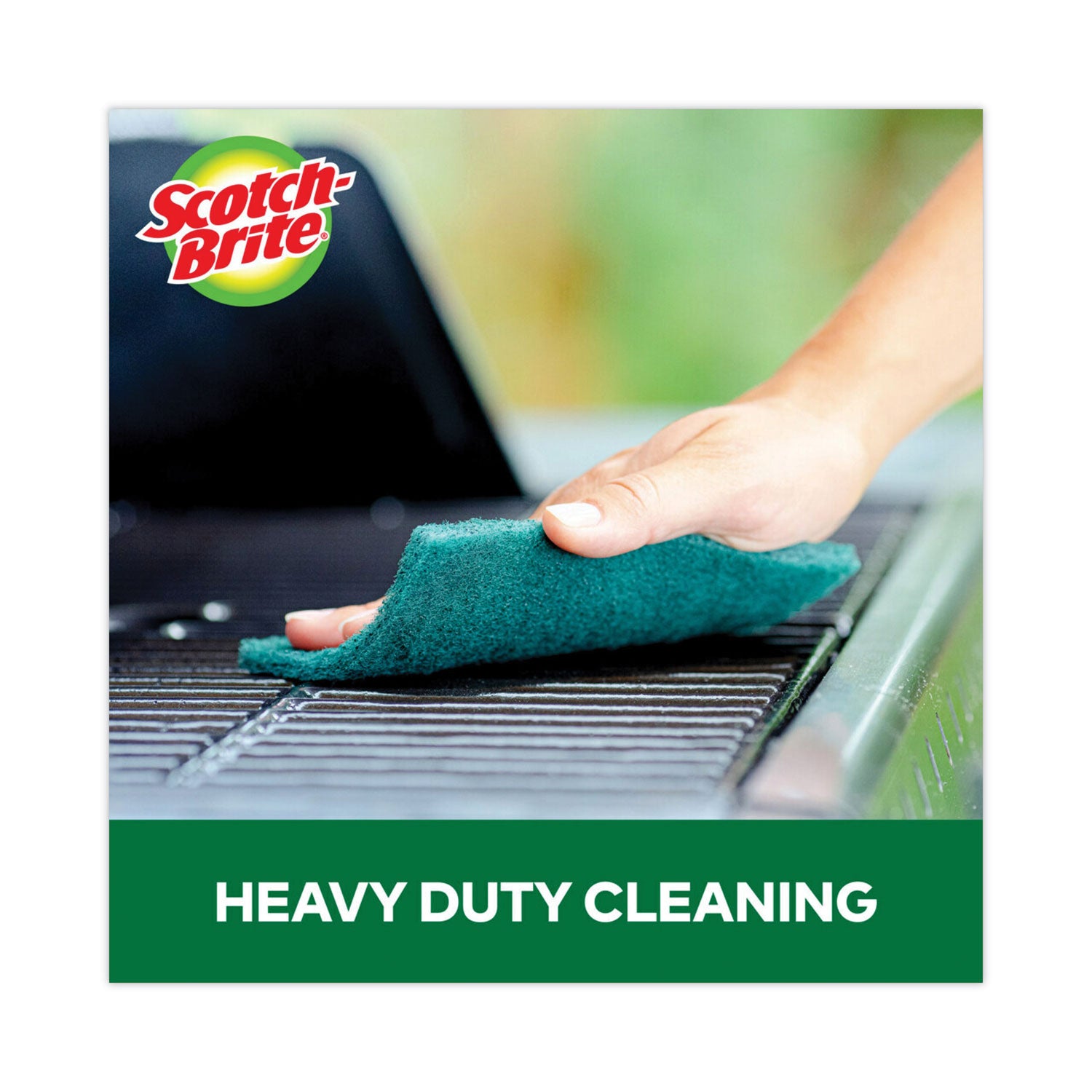 Scotch-Brite® Heavy-Duty Scouring Pad, 3.8 x 6, Green, 5/Carton